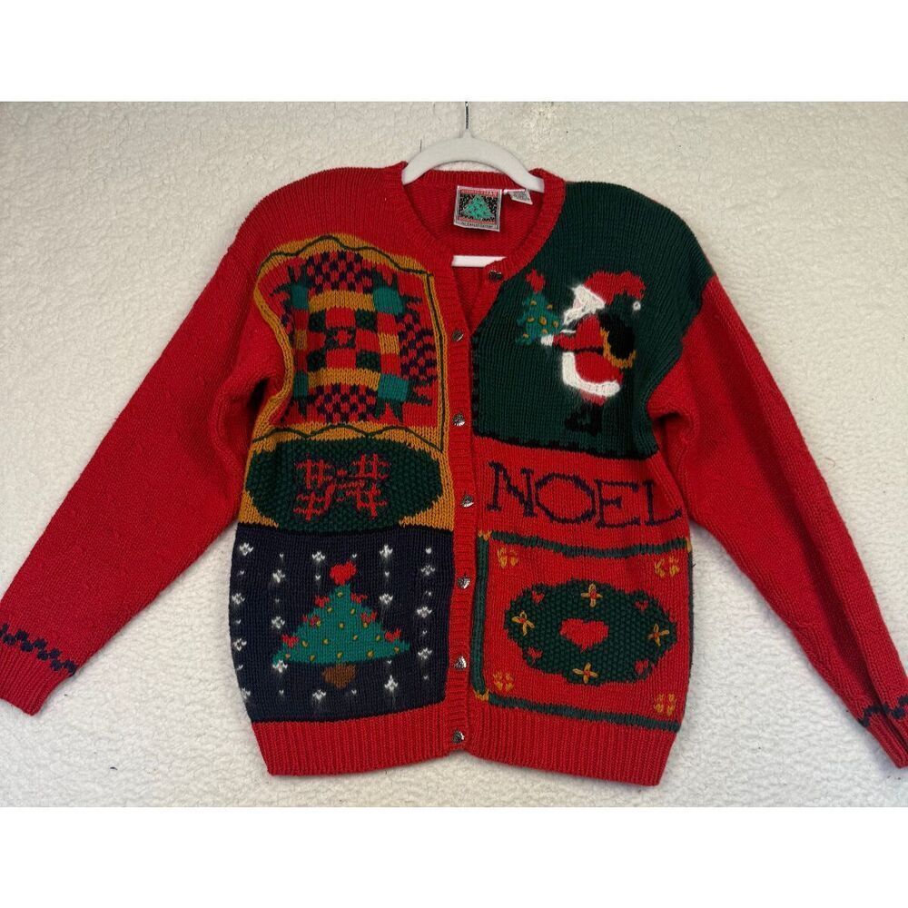 CASUAL CORNER Women's Christmas Cardigan‎ Ugly Sweater Grandamacore Santa Size S